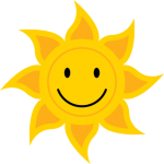 stylized sun with smiley face